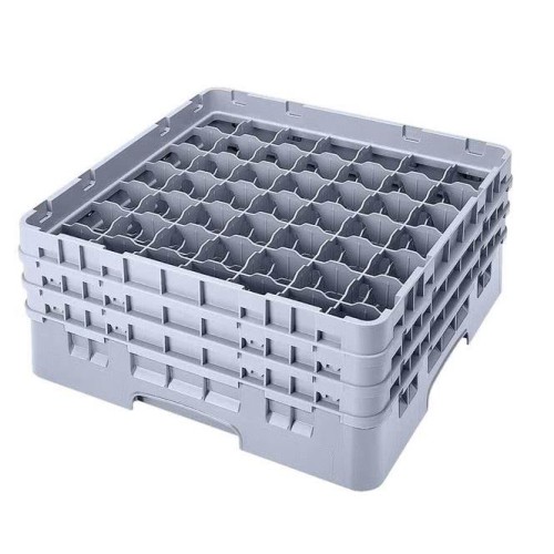 Kasetė taurėms bokalams CAMBRO 49 vietų, h-13,3cm, Ø-6,2cm, pilkos sp.
